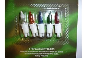 MRS CHRISTMAS LTD 4 Multi Coloured Push In Spare Bulbs 7v 0.21w & 1 Fuse Bulb (SB243)