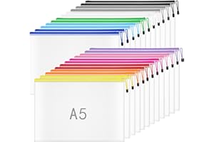 NORTHERN BROTHERS Plastic Wallets A5-24 Pcs Plastic Folders Document Wallets A5 Ziplock Bags Pockets with Zipper Bag for School, Office, Home