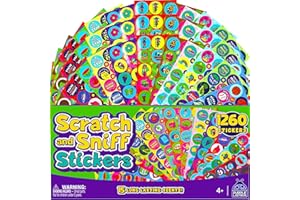 Multipack de 45 Hojas de Pegatinas para Rascar y Oler de Purple Ladybug Stickers de Colores Divertidísimos para Niños y Profesores - 15 Intensos Aromas para Disfrutar Haciendo Manualidades