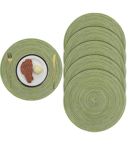 FILU Tovagliette In Feltro 100% Poliestere - Set Da 4 Pezzi Rotondi, Diametro 35 Cm, Colore Verde Chiaro, Lavabili
