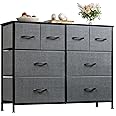 WLIVE Dresser for Bedroom with 8 Drawers, Wide Fabric Dresser for Storage and Organization, Chest of Drawers, Dressers for Living Room, Closet, Hallway, Dark Grey