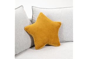 CozyKing Sternkissen Cord Gold Deko-Kissen Breitcord Kuschelkissen Stern Öko-Tex 100 Zertifiziert und 40°C waschbar - Sternenkissen für Sofa, Wohnzimmer oder Kinder-Zimmer - 38x38x14 cm