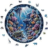 WePuzzleUp Ahşap Puzzle Yetişkin - Denizaltı Cenneti - 252 Par&ccedil;a, 29 x 29 cm - Yapıştırıcı Folyo Dahil - Benzersiz Şekilli Pa