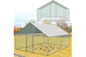 Herrselsam Hühnerstall Freilaufgehege XXL, 3x3x2m mit Schloss aus Verzinkter Stahl und Wasserdichtes PE-Farbtuch Tiergehege, Schnell zu reinigen, Viel Platz für Hühner