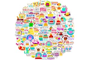 ‎KEDIKAMODI Aufkleber 100 Stück Geburtstag Sticker Set, Wasserdicht Vinyl Decals VSCO Sticker für Laptop Skateboard Scrapbook Trinkflasche MacBook Handy Tagebuch Tassen Moped Fahrrad Koffer usw