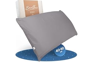 ‎SAMTHUS Samthus Kissenbezug 40x80 Baumwolle Satin - Oeko-Tex Made In Green - Himmlisch weicher Schlaf mit atmungsaktivem Kopfkissenbezug - 1x Kissenhülle - Grau - mit YKK Reißverschluss