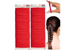 Soul Projekt Red Thick Hair Bands 50 Pack 8mm, Stocking Fillers for Women, Red Bobbles for Girls, Women and Men, Ladies Hair Band, School Hair Accessories, Snag Free Hair Tie
