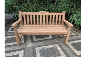 Emporium Furniture Garden Bench Outdoor Wooden 100% Solid Teak Wood Extra Thick Crown Bench Balcony Patio Furniture (Crown Bench 7cm Thick)