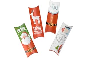 AUSGEWÄHLT VERPACKT Geschenkschachteln für Weihnachten – als Geldverpackung, Gutschein Verpackung – 4 verschiedene Geschenkboxen im Set – 20 x 7 x 2,2 cm – Weihnachtschachteln zum Befüllen – auch für Werbegeschenke