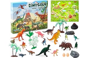 KreativeKraft Calendario dell'Avvento 2024 Bambini - 24 Giocattoli Dinosauri (Multicolore Dinosaurs)