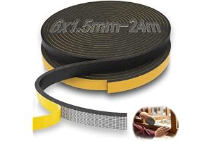 mawmuaw 24 m tätningstejp självhäftande 6 x 1,5 mm skumtejp skumgummi