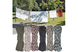 TIUSIXSY 6 Piezas Paracord 4mm, Cuerda Paracord de Nylon 10 m (60 m Total), Paracord 7 Core Hebras 100% Cuerda Nylon Capacidad de Carga hasta 250 kg, para DIY Pulsera,Correa de Perro,Camping,Exterior