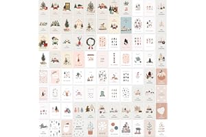 Bear and Bee 90 Boho Weihnachtspostkarten, 90 verschiedene Motive - Weihnachtspostkarte Weihnachtskarten Postkarten (Blanko Rückseite)