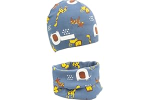 FORUHOO Mädchen Mütze Set mit Schal Kinder Beanie für Herbst Winter Baumwolle 2er