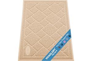 VIVAGLORY Mata na Kuwetę, Wytrzymała Mata dla Kota, 60×43 cm, Zatrzymuje Żwirek, Beżowa