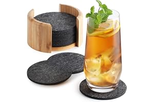 ‎SIDORENKO Sidorenko Untersetzer Gläser Filz 10 Stück mit Bambusbox - Filzuntersetzer in grau – Glasuntersetzer für Getränke – Tischuntersetzer Set mit Halter – Getränkeuntersetzer – Coasters for Glasses