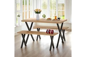 Seconique Buxton Dining Bench Set In Light Oak Effect/Black