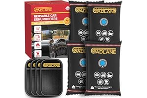 GADLANE Reusable Car Dehumidifier 350G - 4 Pack Car Moisture Absorber with Dashboard Anti-Slip Mat Eliminate Foggy Windscreen Home, Wardrobe, Car Condensation Absorbers Silica Gel Bags 350G x 4