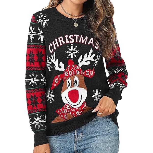 Générique Pull Noël Femme Manches Longues Pull Noël Col Rond
