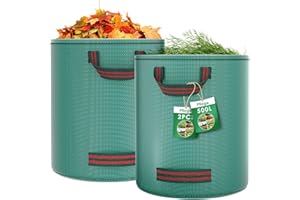 Pfloge® 2X 500L Bolsas de Basura de Jardín, Sacos de Jardín con 4 Manejars, Autónomo, Resistentes al Agua, Saco para Desechos de Jardín Duradero Anticorrosión