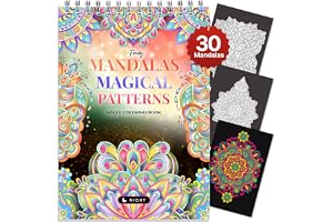 Finoly Mandala Målarbok för Vuxna med 30 Teckningar | Mandalas Färgning Vuxna Magiska Mönster | Ålarbok för vuxna | A4 Mandalas Bok | Premiumpapper