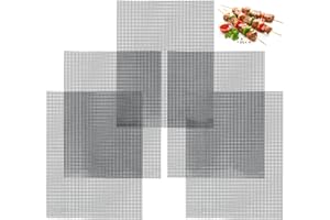 MCBLAST 5 Pz Griglia per Barbecue, Tappetino Barbecue Antiaderente, Griglia tappetini riutilizzabili per il bbq grigliate e cottura al forno (40 x 30 cm)