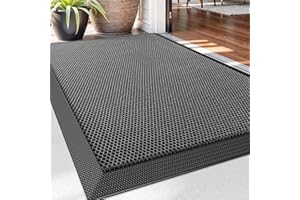 DEXI Zerbino Ingresso Esterno 80 x 120 cm, Zerbini Antiscivolo, Assorbente Di Sporco e Lavabile, Impermeabile Tappeto per Porte Anteriori e Posteriori, Grigio scuro