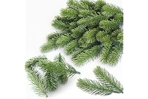 ‎SHEPIN SHEPIN 60 Stück Künstliche Tannenzweige, 10 cm Lang Tannenzweige Künstlich wie Echt, Grüne Pflanzen Adventskranz Deko, Streudeko Weihnachten basteln für Girlande, Kranz und Weihnachtsverzierung