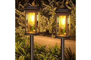 Kimuwote Solarlampen für Außen Garten, 2 Stück Solarleuchten für Außen mit Wolfram Licht Warmweiß, IP65 Wasserdicht Auto Ein/Aus Solarleuchten Garten Deko für Rasen, Terrasse, Hof, Geschenke