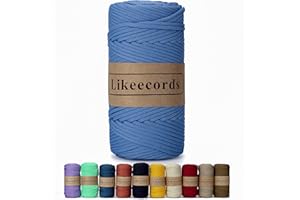 Likeecords Poliestere Corda 4mm x 130m,Cordino Per Borse Uncinetto,Polipropilene Macrame Corda intrecciata,Macramè Filo per Appendiabiti per Fiori, Home Decor （Blu Cielo）