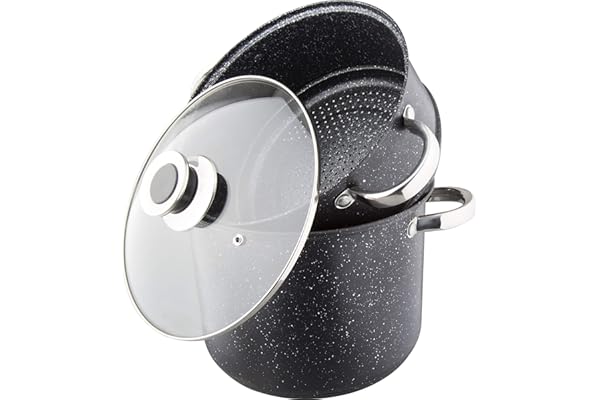 Kamberg - Couscoussier / Cuit Vapeur / Faitout 3 en 1 - Diamètre 24 cm - 8 Litres - Acier Inoxydable Haute Qualité - Tous Feux dont Induction - Revêtement Type Pierre - Sans PFOA - 0008122