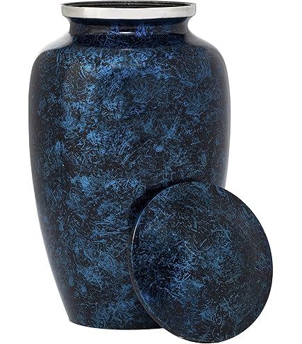 Silver Doves : Cremation Urn For Human Ashes | Sapphire Blue Handcrafted Cremation Urn | Memorial Adult Urn | Large 11" | With Velvet Bag