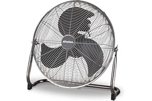 Schallen Gunmetal Grey Black Metal High Velocity Cold Air Circulator Adjustable Floor Fan with 3 Speed Settings (9")