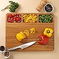 Utopia Choice Teak Wood Chopping Board with Compartments for Kitchen | Durable & Eco-Friendly Reversible Cutting Board | Perfect for Vegetables, Fruits & Bread | Extra Large (16.53x13x1 Inches)