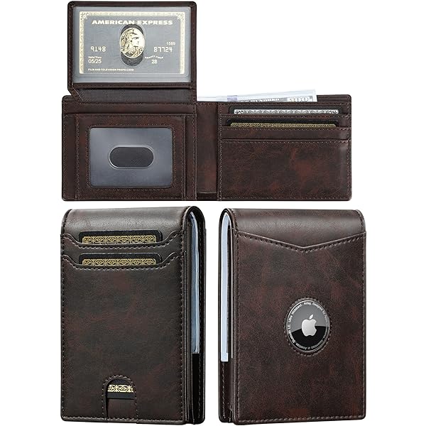 Buy Mens Wallet with AirTag Holder, Bifold Full Grain Leather