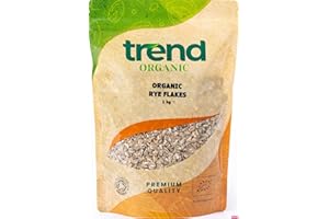 Trend Organic Rye Flakes,1kg - Nutrient-Rich Goodness, High in Protein & Fibre, and Essential Vitamins and Minerals, Certified Organic, Vegan, Non-GMO, No Additives No Preservatives, Raw