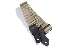 KLIQ MUSIC GEAR KLIQ Sangle de guitare vintage tissée pour guitare acoustique et électrique | Style Hootenanny jacquard des années 60 | 2 verrous de sangle en caoutchouc inclus (Woven-Tan)