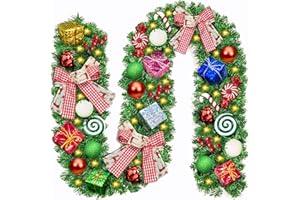 ZQEJEFD Weihnachtsgirlande, 2.7M Tannengirlande künstlich mit 50 LED Beleuchtung, Künstlich Adventskranz, Künstliche Girlande Weihnachtsdeko, Kränze für Weihnachten, Treppen, Tür, Garten, Kamine