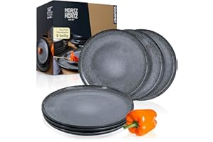 Moritz & Moritz VIDA Zestaw talerzy obiadowych dla 6 osób, nadają się do mycia w zmywarce i kuchence mikrofalowej, kolor antracytowy