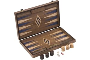 Uber Games Backgammon Set | Luxury Backgammon Set | Authentic Walnut Backgammon Set | Travel Backgammon Set | Classic Backgammon | 48cm x 60cm x 4xcm When Opened