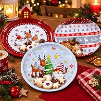 KAMACA 3er Set Weihnachtsteller Metall Ø 26 cm Rentier Wichtel Keksteller