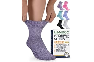 PEMBROOK Bamboo Diabetic Socks Women & Men - 6 Pairs Neuropathy Socks | Bamboo Socks Womens | Diabetic Socks for Women Size 6-9 | 9-11