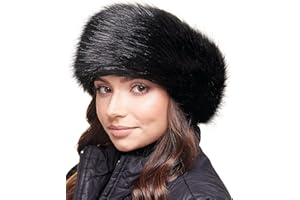 Futrzane Winter Faux Fur Headband for Women - Fancy Ear Warmer (Black Fox)