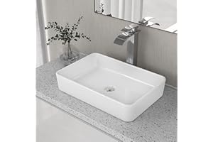 DEER VALLEY DeerValley DV-1V032 Lavabo di Appoggio Design Moderno, lavandino bagno in ceramica rettangolare, facile installazione 505mm*340mm