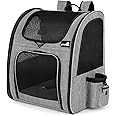 pecute Cat Carrier Dog Backpack, Portable Breathable Rucksack with Front Opening-Mesh Window-Pockets, Airy Space Great For Carrying Dogs Large