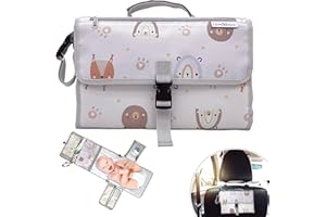 LEMOORKA Fasciatoio portatile pieghevole XL. Borsa fasciatoio con tasche porta pannolini, salviette e accessori neonato. Materassino fasciatoio portatile leggero e smontabile. Regalo neonato
