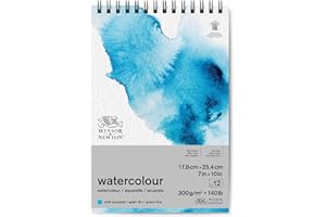 Winsor & Newton 6662581 klasyczny papier akwarelowy w spirali – 12 arkuszy 17,8 x 25,4 cm, 300 g/m², tłoczony na zimno, lekko teksturowany biały papier w archiwizowanej jakości, odporny na żółknięcie