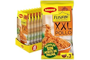 MAGGI Fusian Pasta Oriental XXL Pollo a las Finas Hierbas - Noodles de trigo con condimiento sabor a pollo - Pack de 10 x 185g