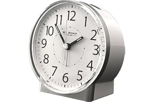 WIDDOP AND CO White Alarm Clock with Silent Sweep No Ticking Feature Plus drzemka, Auto Shut off & Light by Widdop Bingham