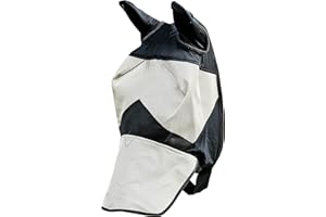 Horze Fliegenhaube für Pferde, Fliegenmaske mit Schutz für Nüstern und Ohren, UV Schutz, Braun, P